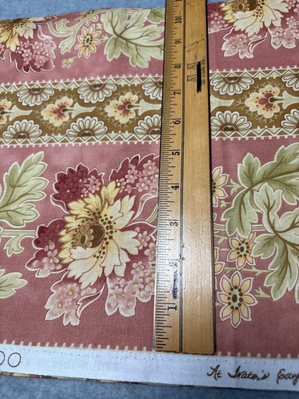 19" x 44" Pink Floral Striped Cotton Fabric by Blackbird Design Moda - Picture 3 of 6